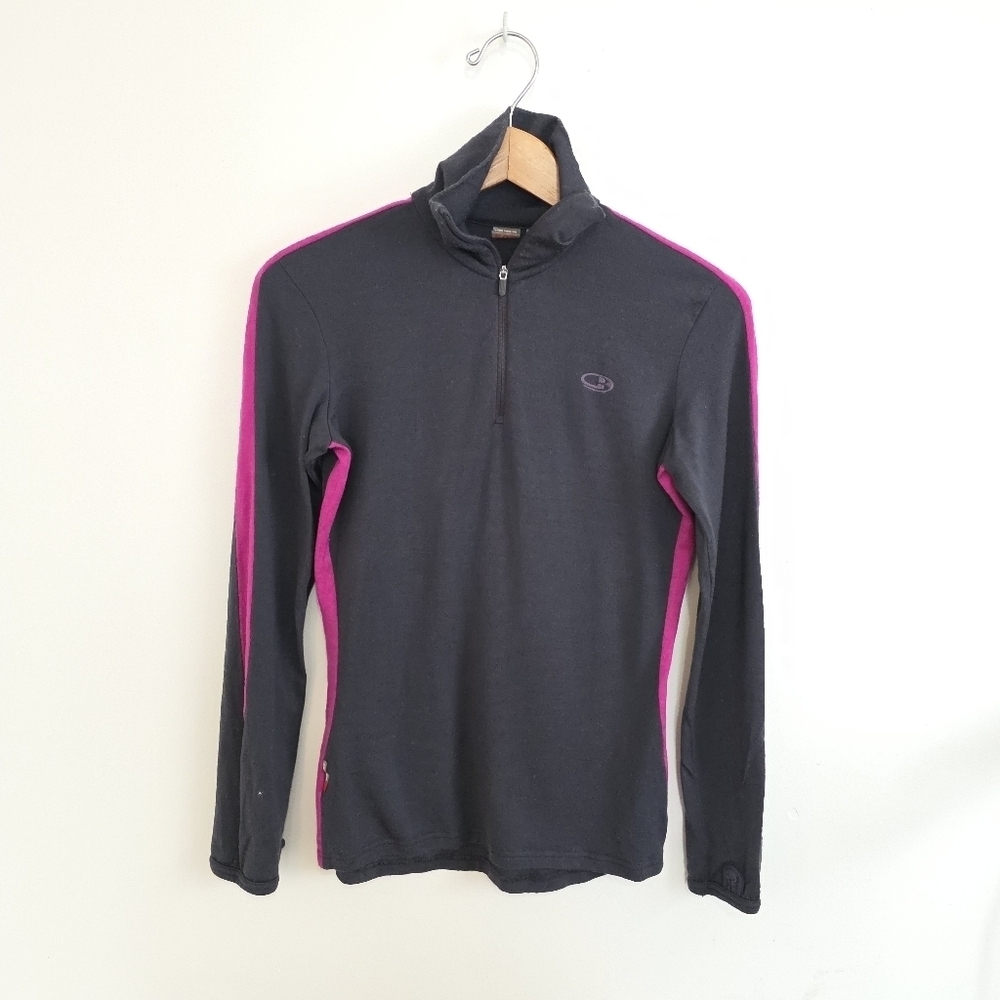 Icebreaker Bodyfit 260 1/4 Zip Pullover Long Sleeve Purple And Pink